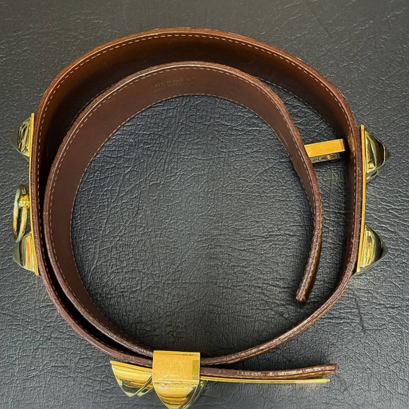 Vintage Hermès Ostrich Collier De Chien Cognac Brown Belt main image 4